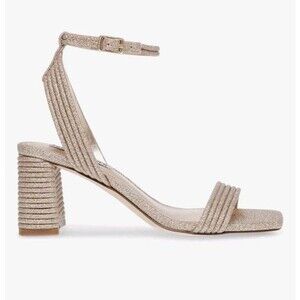 New Steve Madden Women's Lavnish Heels Sandal Shoes Size 8 Gold Glitter